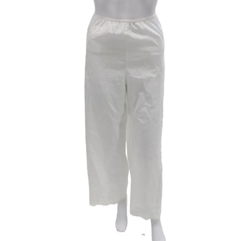 Doen Women Babydoll Pajama Pants White Organic Cotton Drawstring Size L